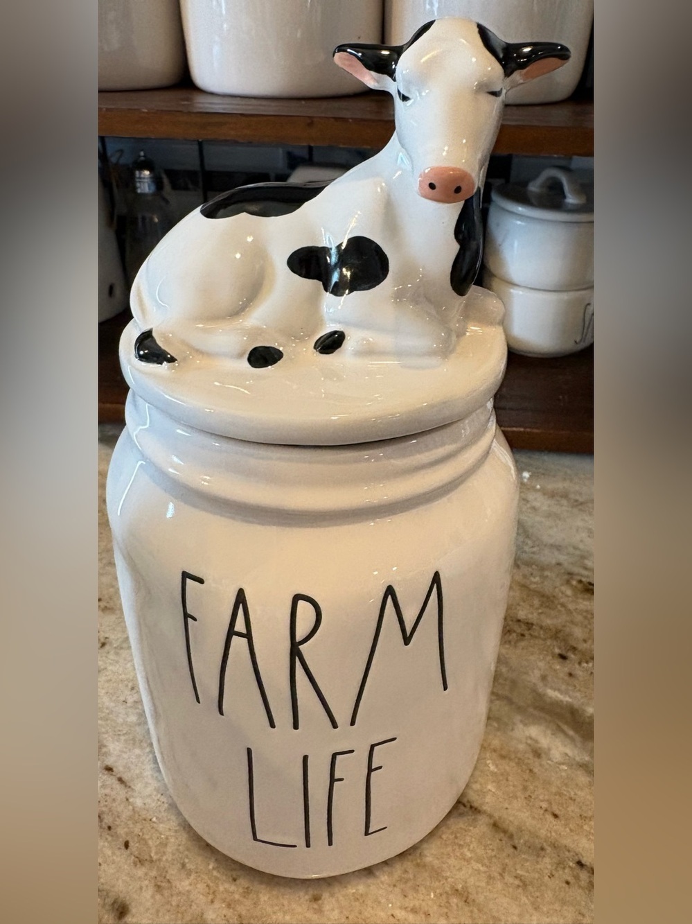 Rae Dunn White Ceramic Piece with Black Lettering